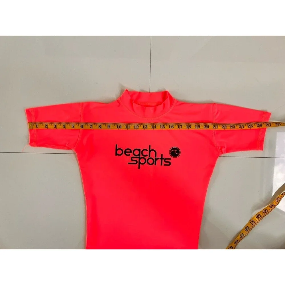 1/2 Sleeve Rash Guard Swim Top Youth 10 Neon Stretch Sun Protection Beach UPF 50